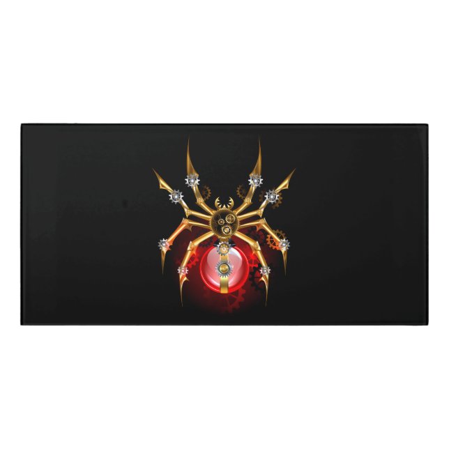 Steampunk spider on black door sign (Classic Front)