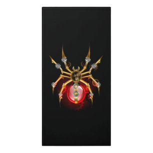 Steampunk spider on black door sign