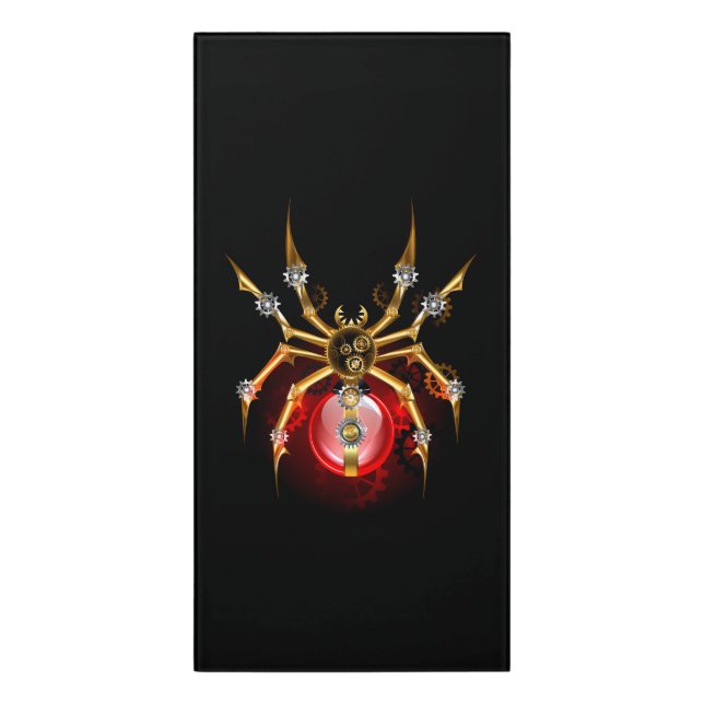 Steampunk spider on black door sign (Classic Front Vert)