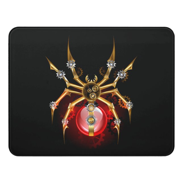 Steampunk spider on black door sign (Contemporary Front)