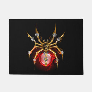 Steampunk spider on black doormat