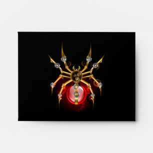 Steampunk spider on black envelope