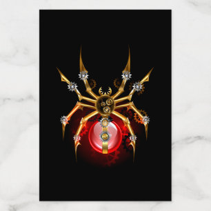 Steampunk spider on black envelope liner