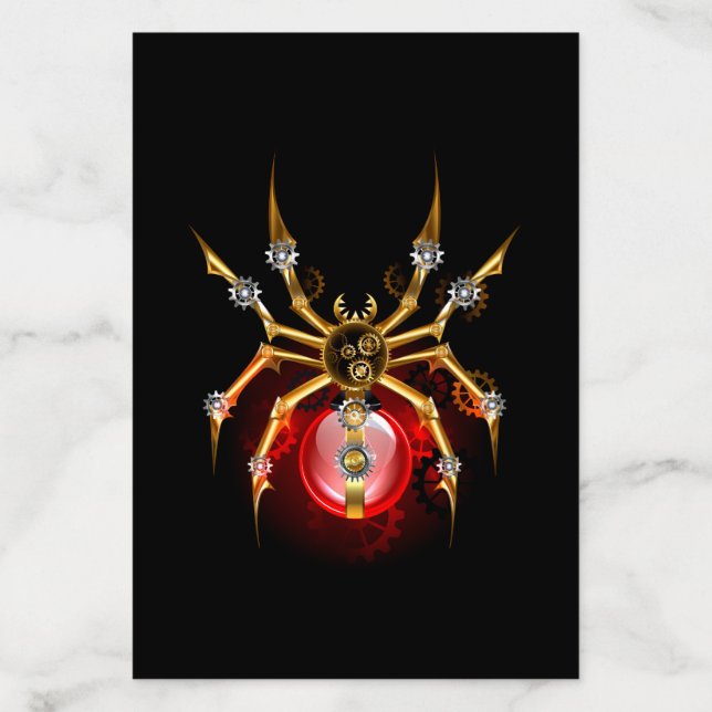 Steampunk spider on black envelope liner (Design)