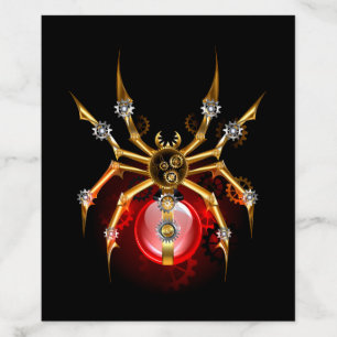 Steampunk spider on black envelope liner