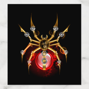 Steampunk spider on black envelope liner