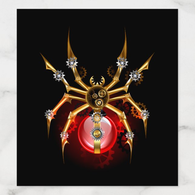 Steampunk spider on black envelope liner (Design)