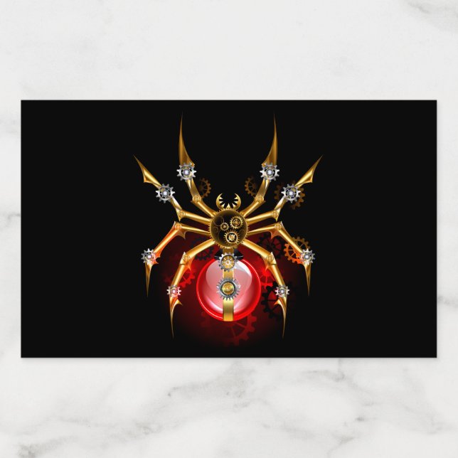 Steampunk spider on black envelope liner (Design)