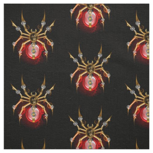 Steampunk spider on black fabric