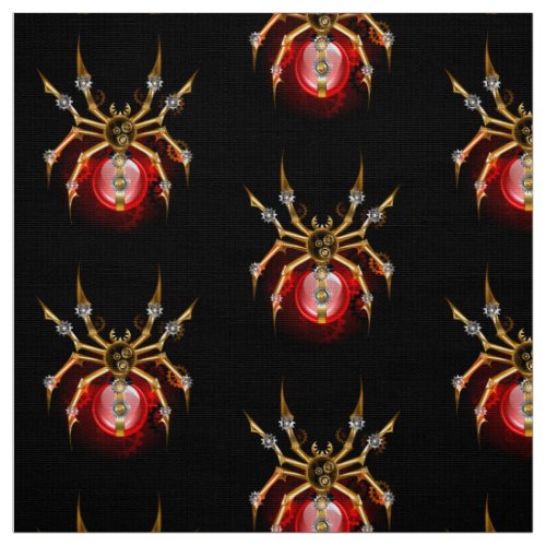 Steampunk spider on black fabric