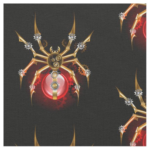 Steampunk spider on black fabric