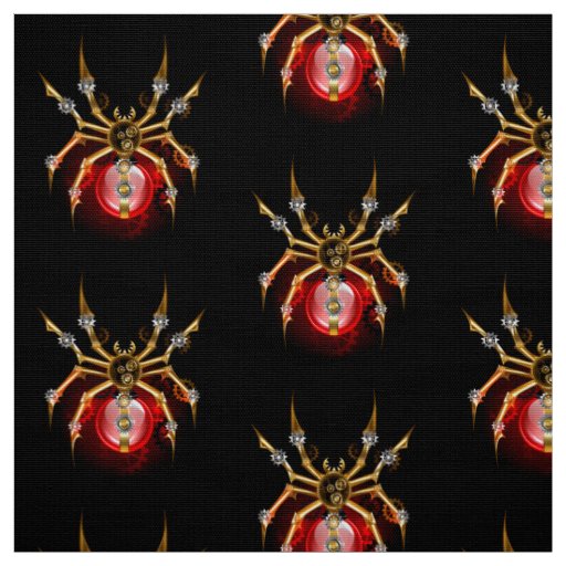 Steampunk spider on black fabric