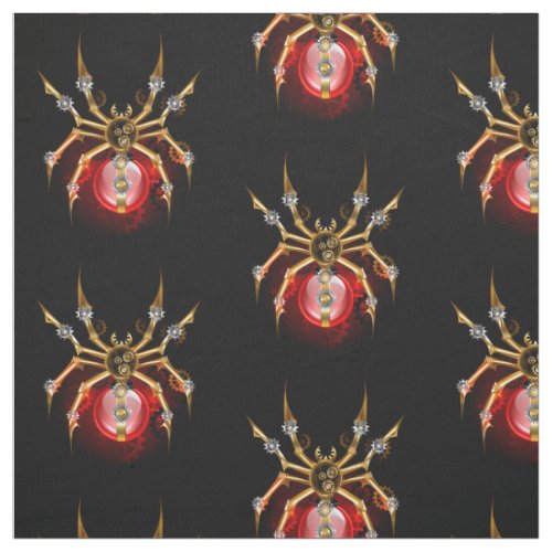 Steampunk spider on black fabric