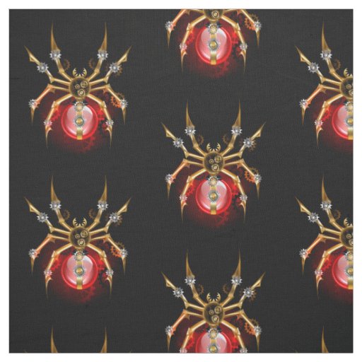Steampunk spider on black fabric