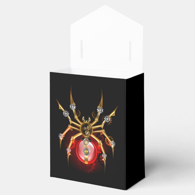 Steampunk spider on black favor boxes (Opened)