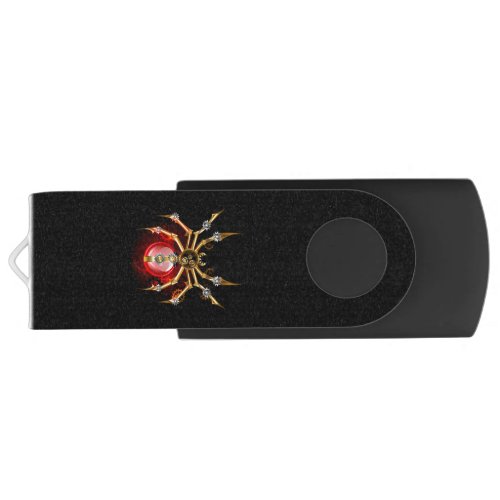 Steampunk spider on black flash drive