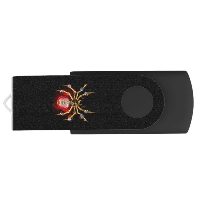 Steampunk spider on black flash drive (Back)