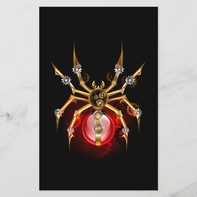 Steampunk spider on black flyer (Front)