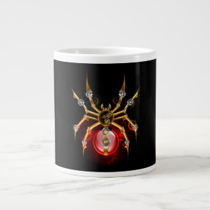 Steampunk spider on black giant coffee mug