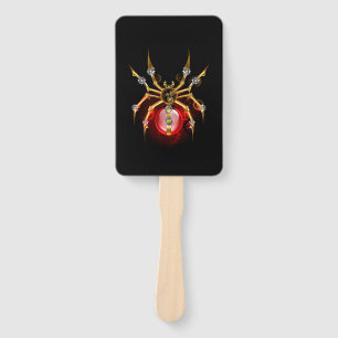 Steampunk spider on black hand fan