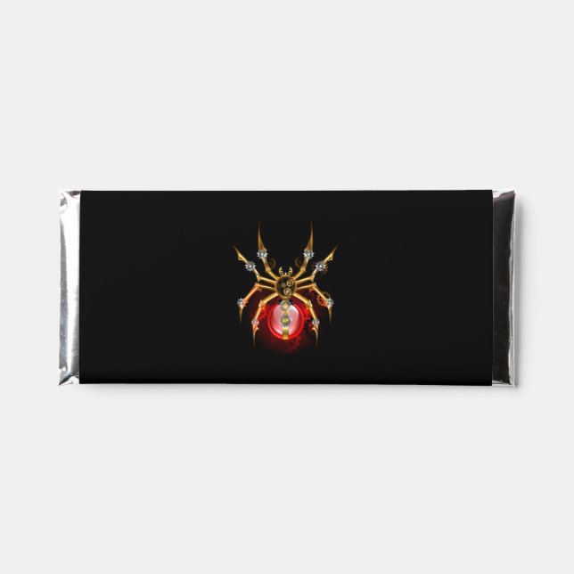 Steampunk spider on black hershey bar favors (Front)