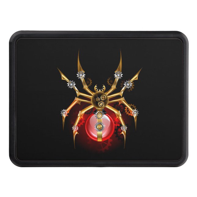 Steampunk spider on black hitch cover (Front)