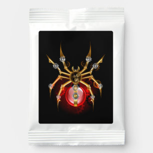 Steampunk spider on black hot chocolate drink mix