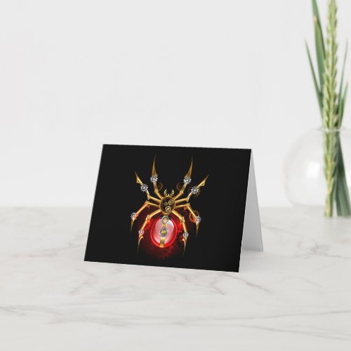 Steampunk spider on black invitation