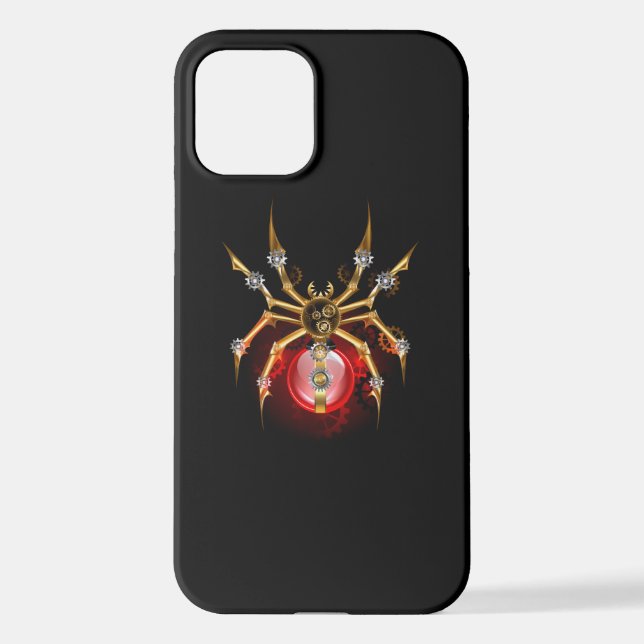 Steampunk spider on black iPhone case (Back)