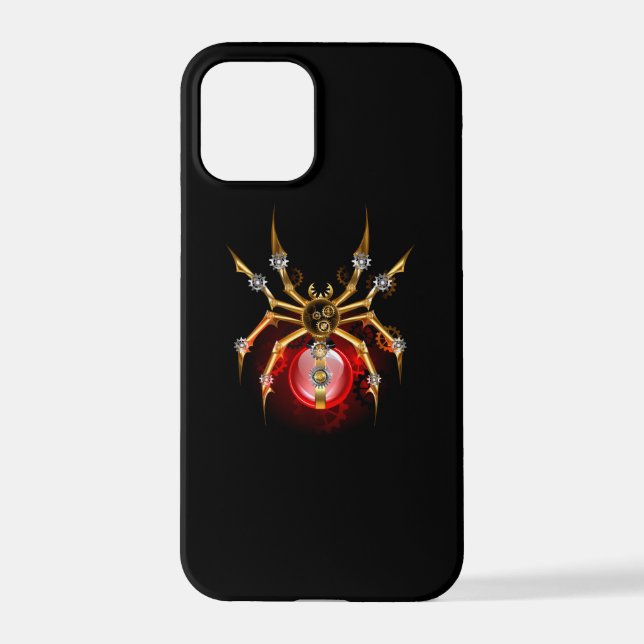 Steampunk spider on black iPhone case (Back)