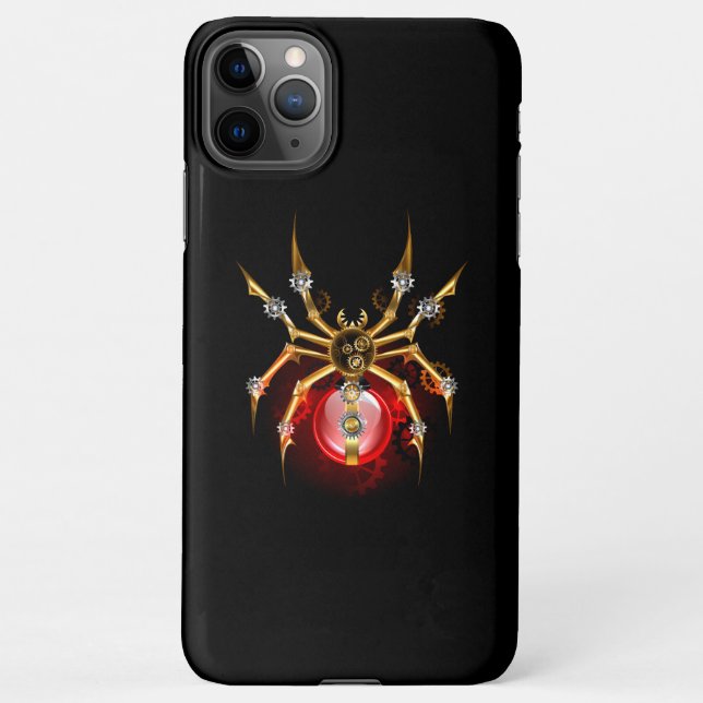 Steampunk spider on black iPhone case (Back)