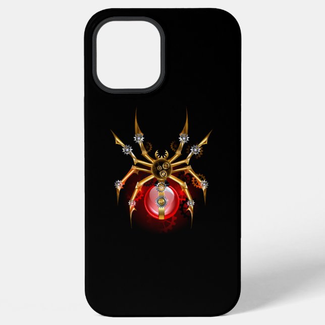 Steampunk spider on black iphone case (Back)