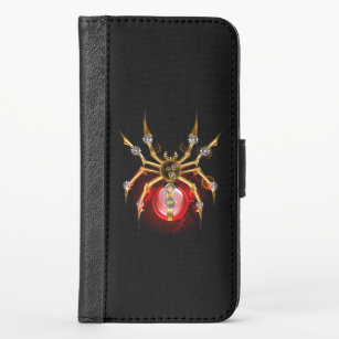 Steampunk spider on black iPhone XS wallet case