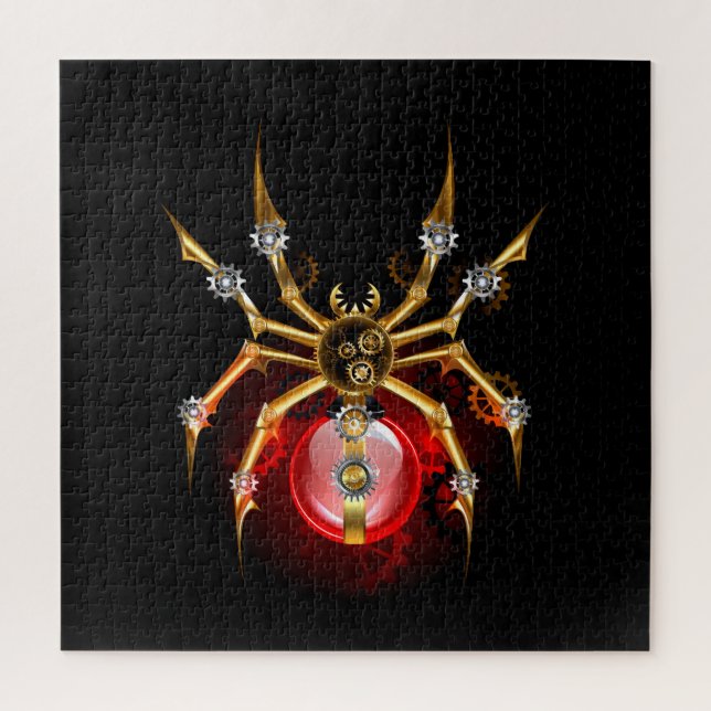 Steampunk spider on black jigsaw puzzle (Vertical)