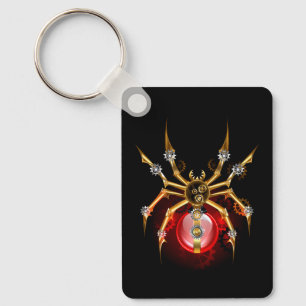 Steampunk spider on black keychain