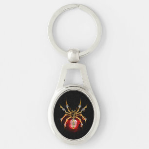 Steampunk spider on black keychain