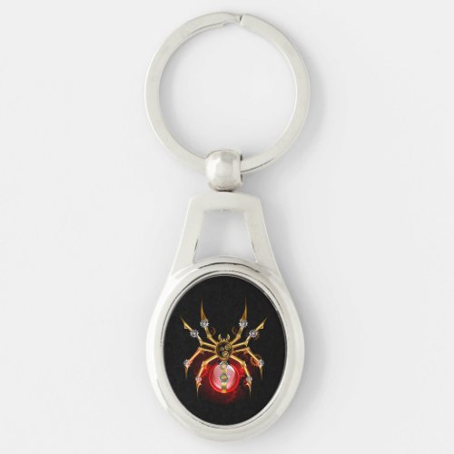 Steampunk spider on black keychain