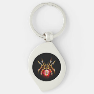 Steampunk spider on black keychain