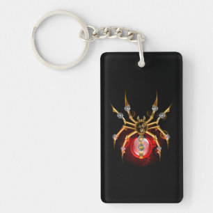 Steampunk spider on black keychain