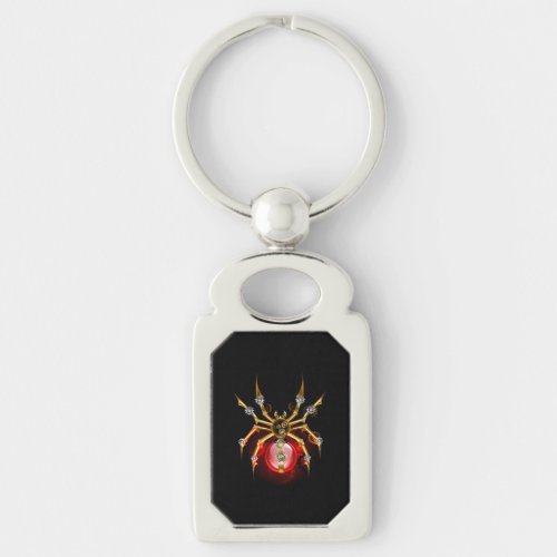Steampunk spider on black keychain