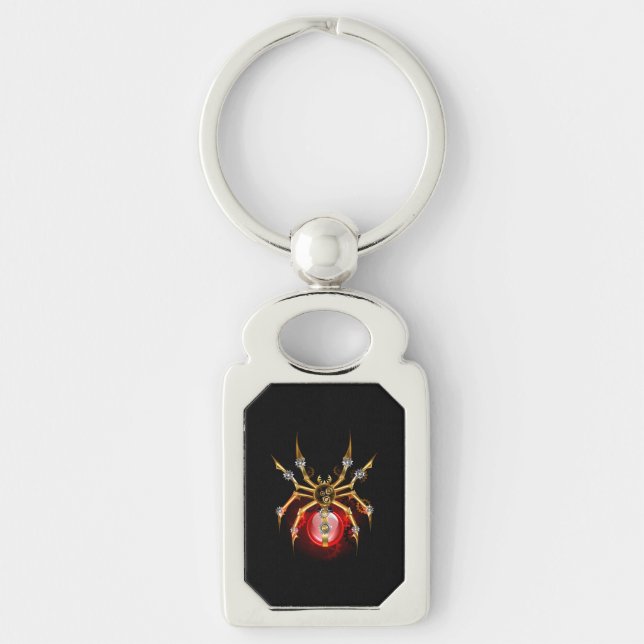 Steampunk spider on black keychain (Front)