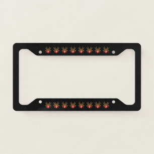 Steampunk spider on black license plate frame