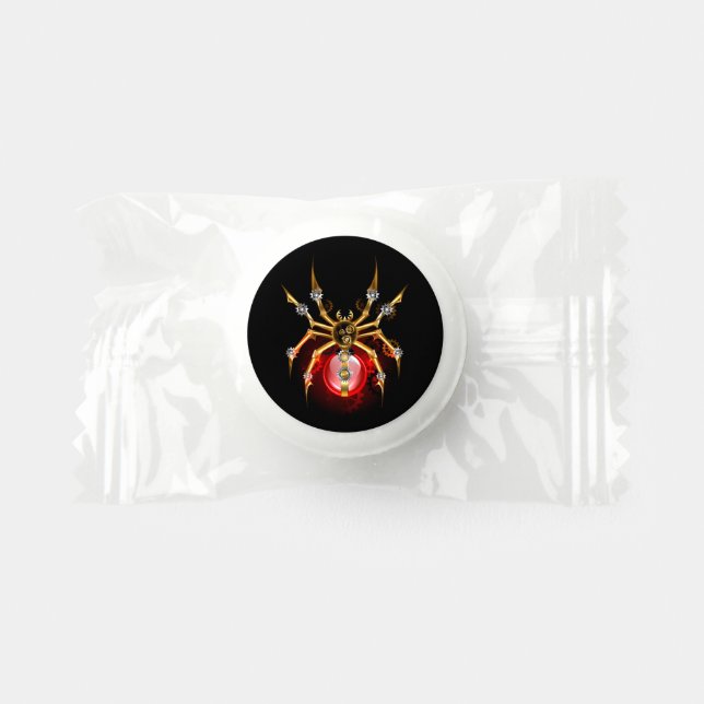 Steampunk spider on black life saver® mints (Front)