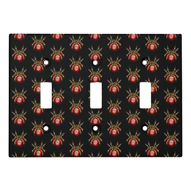 Steampunk spider on black light switch cover (Front)