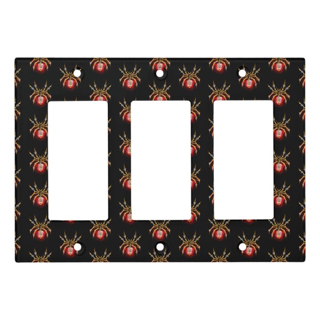 Steampunk spider on black light switch cover (Front)