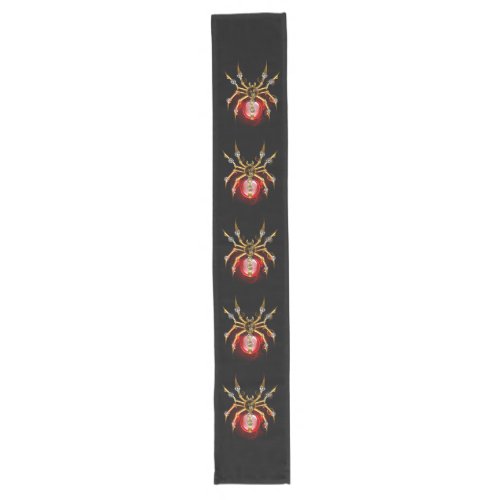 Steampunk spider on black long table runner