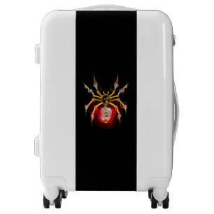 Steampunk spider on black luggage