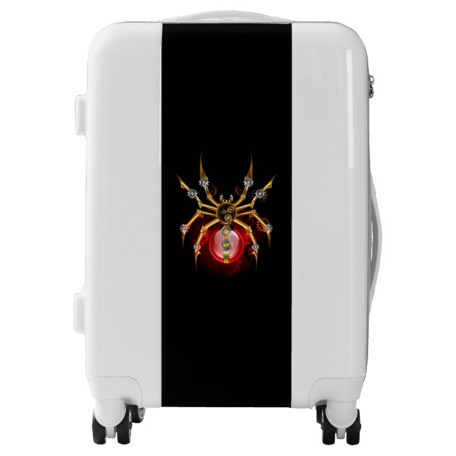Steampunk spider on black luggage (Front)