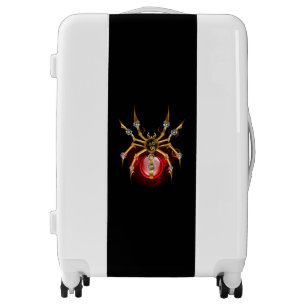 Steampunk spider on black luggage