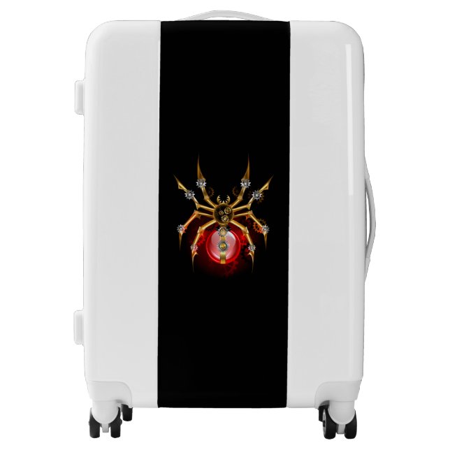 Steampunk spider on black luggage (Front)